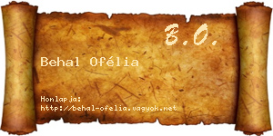 Behal Ofélia névjegykártya